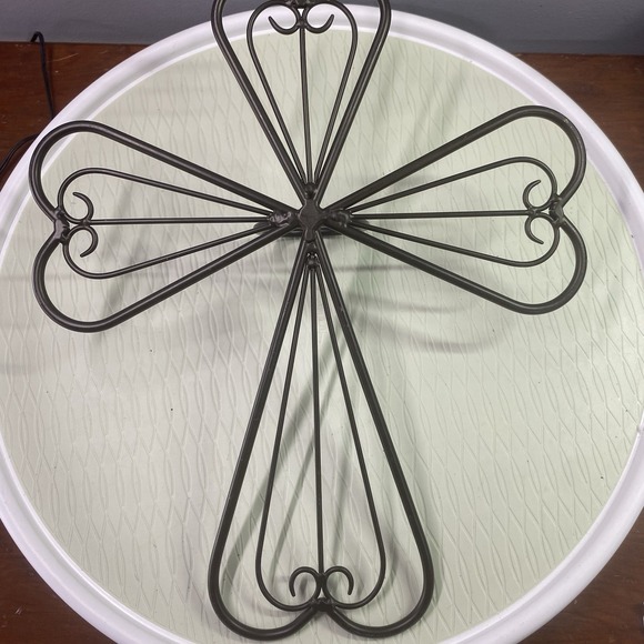 Vintage PartyLite Candle Holder Matte Black Metal Cross Sconce 15" X 12" X 3" - Picture 3 of 9